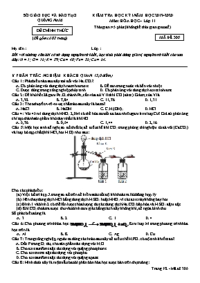 Đề kiểm tra học kỳ I môn Hóa học Lớp 11 - Mã đề 305 - Năm học 2019-2020 - Sở giáo dục và đào tạo Quảng Nam